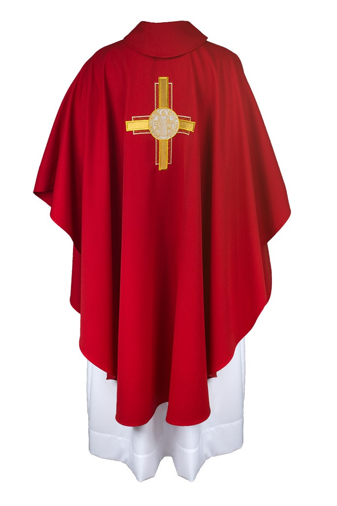 Ornát "Svatý Benedikt" - červený gabardén - obrázek 2