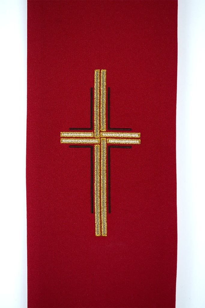 Ornát červený s křížem a konturami - obrázek 5